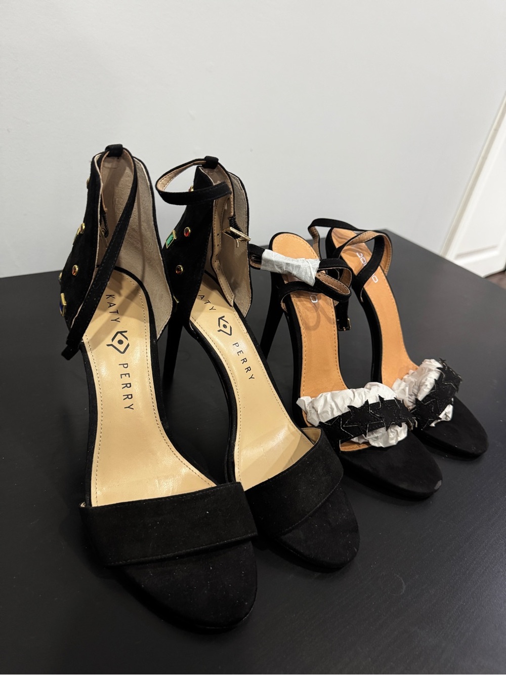 Katy Perry Josephina & Boohoo Sarah Black Suede Ankle-Strap Heels Lot